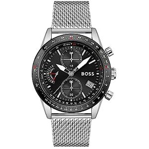 BOSS Montre Chronographe à Quartz pour Homme Collection Pilot Edition Chrono avec Bracelet Milanais en Acier Inoxydable Argenté - Publicité BOSS Montre Chronographe à Quartz pour Homme Collection Pilot Edition Chrono avec Bracelet Milanais en Acier Inoxydable Argenté - Publicité