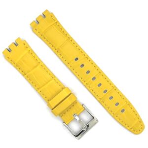 Diloy Bracelet de montre en cuir compatible avec Swatch Irony et Scuba Cuir gravé crocodile alligator 21-23mm Ref 328 Jaune 23mm - Publicité Diloy Bracelet de montre en cuir compatible avec Swatch Irony et Scuba Cuir gravé crocodile alligator 21-23mm Ref 328 Jaune 23mm - Publicité