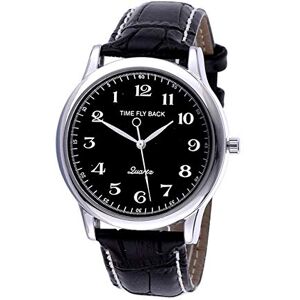 SHAJN montre Mode Inversée Hommes Quartz Revers Anti-Horaire Bracelet en Cuir Imperméable Noir - Publicité SHAJN montre Mode Inversée Hommes Quartz Revers Anti-Horaire Bracelet en Cuir Imperméable Noir - Publicité