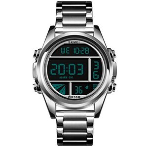 FeiWen Homme Mode Luxe LED Électronique Outdoor Multifonctionnel Acier Inoxydable Digital Sport Montre Bracelet Alarme Chronomètre Rétro Eclairage (Argent) - Publicité FeiWen Homme Mode Luxe LED Électronique Outdoor Multifonctionnel Acier Inoxydable Digital Sport Montre Bracelet Alarme Chronomètre Rétro Eclairage (Argent) - Publicité