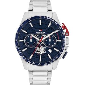 Tommy Hilfiger Montre Chronographe à Quartz Argenté avec Bracelet en Acier Inoxydable Argenté - Publicité Tommy Hilfiger Montre Chronographe à Quartz Argenté avec Bracelet en Acier Inoxydable Argenté - Publicité