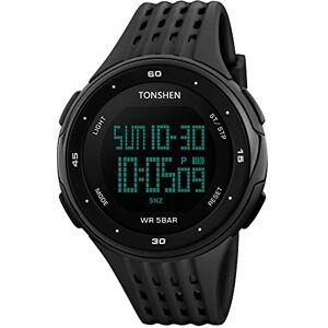 TONSHEN Caoutchouc Plastique Montre 50M Etanche Double Temps LED Digital Outdoor Sport Tactique Militaire Quartz Montre Bracelet pour Hommes Femme, 12H/24H Date Chronomètre Calendrier Alarme (Noir) - Publicité TONSHEN Caoutchouc Plastique Montre 50M Etanche Double Temps LED Digital Outdoor Sport Tactique Militaire Quartz Montre Bracelet pour Hommes Femme, 12H/24H Date Chronomètre Calendrier Alarme (Noir) - Publicité