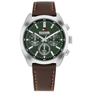 Tommy Hilfiger Montre Chronographe à Quartz pour Homme avec Bracelet en Cuir Marron Foncé - Publicité Tommy Hilfiger Montre Chronographe à Quartz pour Homme avec Bracelet en Cuir Marron Foncé - Publicité