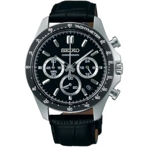 Seiko Selection Chronographe à quartz pour homme, Cadran : noir, bracelet : noir (cuir), 1個, Chronographe - Publicité Seiko Selection Chronographe à quartz pour homme, Cadran : noir, bracelet : noir (cuir), 1個, Chronographe - Publicité