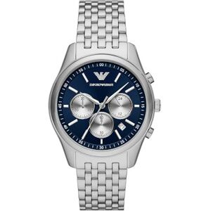 Emporio Armani Montre pour hommes, Mouvement chronographe à quartz et boîtier de 41mm avec bracelet en acier inoxydable ou en cuir - Publicité Emporio Armani Montre pour hommes, Mouvement chronographe à quartz et boîtier de 41mm avec bracelet en acier inoxydable ou en cuir - Publicité