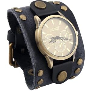 DXEHSEUY Bracelet de montre pointeur en cuir synthétique véritable Largeur du bracelet 5,2 cm, Noir, diamètre du cadran : 4 cm, Dial Dia 4cm - Publicité DXEHSEUY Bracelet de montre pointeur en cuir synthétique véritable Largeur du bracelet 5,2 cm, Noir, diamètre du cadran : 4 cm, Dial Dia 4cm - Publicité