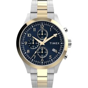 Timex Trend Montre pour Homme avec Bracelet en Acier Inoxydable Bicolore, Cadran Bleu, Boîtier Bicolore 43 mm - Publicité Timex Trend Montre pour Homme avec Bracelet en Acier Inoxydable Bicolore, Cadran Bleu, Boîtier Bicolore 43 mm - Publicité
