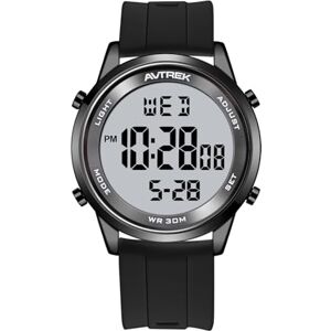 AVTREK Montre Digitale Étanche Hommes Ultra Mince, Montre Numerique Homme multifonctionnelle avec Rétroéclairage, 5 Alarmes, Minuterie, Date, Countdown, Silicone Bracelet pour Outdoor et Loisirs - Publicité AVTREK Montre Digitale Étanche Hommes Ultra Mince, Montre Numerique Homme multifonctionnelle avec Rétroéclairage, 5 Alarmes, Minuterie, Date, Countdown, Silicone Bracelet pour Outdoor et Loisirs - Publicité