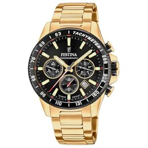 Festina Montre Homme Analogique en Acier Inoxydable 316L Doré Mouvement Quartz Chronographe Calendrier Verre Minéral Résistant Étanche 10 ATM Timeless Chronograph - Publicité Festina Montre Homme Analogique en Acier Inoxydable 316L Doré Mouvement Quartz Chronographe Calendrier Verre Minéral Résistant Étanche 10 ATM Timeless Chronograph - Publicité