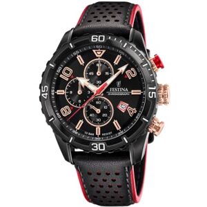 Festina Montre Homme Analogique avec Bracelet en Cuir Noir Mouvement Quartz Chronographe Calendrier Verre Minéral Haute Résistance Étanche 10 ATM Élégante Chrono Sport - Publicité Festina Montre Homme Analogique avec Bracelet en Cuir Noir Mouvement Quartz Chronographe Calendrier Verre Minéral Haute Résistance Étanche 10 ATM Élégante Chrono Sport - Publicité
