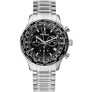 Montre homme ORPHELIA Quartz- Affichage Chronographe bracelet Acier Inoxydable Argent et Cadran Noir - Publicité Montre homme ORPHELIA Quartz- Affichage Chronographe bracelet Acier Inoxydable Argent et Cadran Noir - Publicité