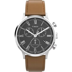 Timex Waterbury Montre pour Homme de 40 mm avec Bracelet en Cuir Marron, Boîtier en Acier Inoxydable, Cadran Noir - Publicité Timex Waterbury Montre pour Homme de 40 mm avec Bracelet en Cuir Marron, Boîtier en Acier Inoxydable, Cadran Noir - Publicité