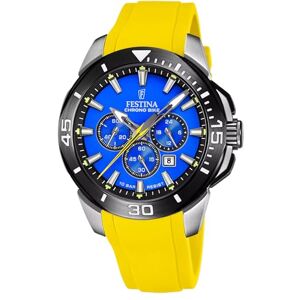 Festina Montre pour Homme Chrono Bike Boîtier en Acier Inoxydable Gris Bracelet en Caoutchouc Jaune - Publicité Festina Montre pour Homme Chrono Bike Boîtier en Acier Inoxydable Gris Bracelet en Caoutchouc Jaune - Publicité