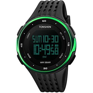 TONSHEN Caoutchouc Plastique Montre 50M Etanche Double Temps LED Digital Outdoor Sport Tactique Militaire Quartz Montre Bracelet pour Hommes Femme, 12H/24H Date Chronomètre Calendrier Alarme (Vert) - Publicité TONSHEN Caoutchouc Plastique Montre 50M Etanche Double Temps LED Digital Outdoor Sport Tactique Militaire Quartz Montre Bracelet pour Hommes Femme, 12H/24H Date Chronomètre Calendrier Alarme (Vert) - Publicité
