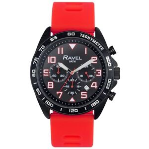 Ravel Plus Montre de Sport pour Hommes (46 mm) Chronographe Noir, Bracelet en Silicone Quartz Analogique Japonais RP.CHR.001M Rouge - Publicité Ravel Plus Montre de Sport pour Hommes (46 mm) Chronographe Noir, Bracelet en Silicone Quartz Analogique Japonais RP.CHR.001M Rouge - Publicité