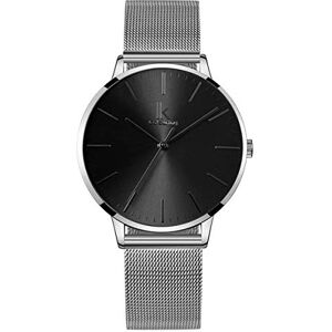 Alienwork Montre Femme Argent Bracelet Maille Noir Très Mince - Publicité Alienwork Montre Femme Argent Bracelet Maille Noir Très Mince - Publicité