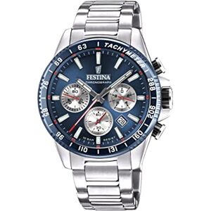 Festina Montre Homme Analogique en Acier Inoxydable 316L Mouvement Quartz Chronographe Calendrier Verre Minéral Haute Résistance Étanche 10 ATM Timeless Chronograph - Publicité Festina Montre Homme Analogique en Acier Inoxydable 316L Mouvement Quartz Chronographe Calendrier Verre Minéral Haute Résistance Étanche 10 ATM Timeless Chronograph - Publicité