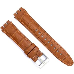 Diloy Bracelet de montre en cuir compatible avec Swatch Irony et Scuba Cuir gravé crocodile alligator 21-23mm Ref 328 Brun Clair 23mm - Publicité Diloy Bracelet de montre en cuir compatible avec Swatch Irony et Scuba Cuir gravé crocodile alligator 21-23mm Ref 328 Brun Clair 23mm - Publicité