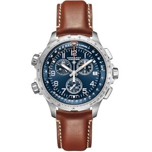 Hamilton Kaki X-Wind GMT Montre chronographe pour homme, bleu, chronographe, montre à quartz - Publicité Hamilton Kaki X-Wind GMT Montre chronographe pour homme, bleu, chronographe, montre à quartz - Publicité