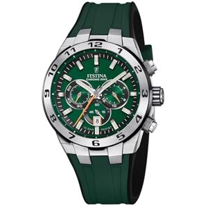 Festina Montre pour Homme Chrono Bike Boîtier en Acier Inoxydable Gris Bracelet en Caoutchouc Vert - Publicité Festina Montre pour Homme Chrono Bike Boîtier en Acier Inoxydable Gris Bracelet en Caoutchouc Vert - Publicité