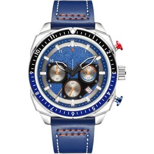 RORIOS Homme Montre Chronographe de Quartz Analogique Montres d'affaires Bracelet en Cuir Wristwatches 44 mm Calendrier Imperméable Bleu - Publicité RORIOS Homme Montre Chronographe de Quartz Analogique Montres d'affaires Bracelet en Cuir Wristwatches 44 mm Calendrier Imperméable Bleu - Publicité