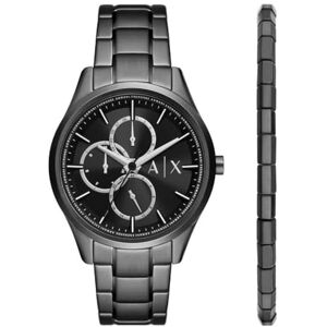 Armani Exchange Coffret montre multifonction, en acier inoxydable, noir, avec bracelet, pour homme, - Publicité Armani Exchange Coffret montre multifonction, en acier inoxydable, noir, avec bracelet, pour homme, - Publicité