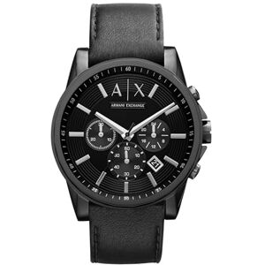 Armani Exchange Montre pour homme , mouvement chronographe à quartz, boîtier en acier inoxydable noir de 45 mm avec bracelet en cuir, - Publicité Armani Exchange Montre pour homme , mouvement chronographe à quartz, boîtier en acier inoxydable noir de 45 mm avec bracelet en cuir, - Publicité