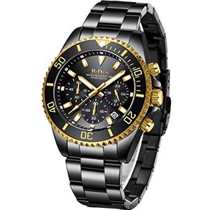 BIDEN Montre chronographe étanche en acier inoxydable avec date analogique à quartz, tendance, affaires, pour homme, noir/doré - Publicité BIDEN Montre chronographe étanche en acier inoxydable avec date analogique à quartz, tendance, affaires, pour homme, noir/doré - Publicité