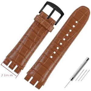 AXTGBHL Bracelets de montre en cuir 23MM adaptés for Swatch, for IRONY YOS440 YOS449 448 447 401G, Bracelet de montre for hommes, fermoir en acier avec outils(Lightbrown-black) - Publicité AXTGBHL Bracelets de montre en cuir 23MM adaptés for Swatch, for IRONY YOS440 YOS449 448 447 401G, Bracelet de montre for hommes, fermoir en acier avec outils(Lightbrown-black) - Publicité