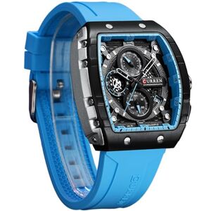 FORSINING Hommes élégants chronographe/chronomètre Tonneau Quartz Montre de Sport avec Affichage de la Date, Bracelet en Silicone imperméable en Forme de Baril, Bleu Clair - Publicité FORSINING Hommes élégants chronographe/chronomètre Tonneau Quartz Montre de Sport avec Affichage de la Date, Bracelet en Silicone imperméable en Forme de Baril, Bleu Clair - Publicité