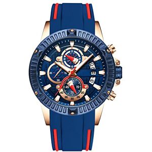 RORIOS Montre Multifonction pour Homme d'affaires avec Bracelet en Caoutchouc et Calendrier Lumineux, Bleu, Sangle - Publicité RORIOS Montre Multifonction pour Homme d'affaires avec Bracelet en Caoutchouc et Calendrier Lumineux, Bleu, Sangle - Publicité