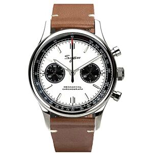 Sugess Montre chronographe pour homme avec bracelet marron Panda Col de cygne Chrono Mouette ST1901 Mouvement Saphir Cristal Chronographe 1963, Argenté., 40mm, Sangle - Publicité Sugess Montre chronographe pour homme avec bracelet marron Panda Col de cygne Chrono Mouette ST1901 Mouvement Saphir Cristal Chronographe 1963, Argenté., 40mm, Sangle - Publicité
