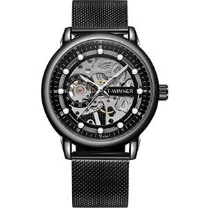Forsining Montre chronographe mécanique vintage pour homme avec cadran squelette étanche, 1-Noir - Publicité Forsining Montre chronographe mécanique vintage pour homme avec cadran squelette étanche, 1-Noir - Publicité