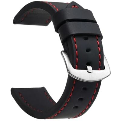 ZacLAy 18Mm 20Mm 22Mm 24Mm Bracelet De Montre Bracelet Sport Bracelet De Montre En Cuir Vintage Boucle En Acier Inoxydable, Argent rouge noir, 22mm - Publicité ZacLAy 18Mm 20Mm 22Mm 24Mm Bracelet De Montre Bracelet Sport Bracelet De Montre En Cuir Vintage Boucle En Acier Inoxydable, Argent rouge noir, 22mm - Publicité