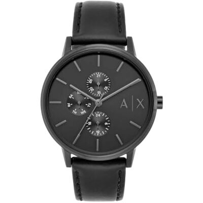 Armani Exchange montre pour homme, mouvement chronographe et boîtier de 42 mm avec bracelet en acier inoxydable, cuir ou silicone, Noir de jais, 42MM - Publicité Armani Exchange montre pour homme, mouvement chronographe et boîtier de 42 mm avec bracelet en acier inoxydable, cuir ou silicone, Noir de jais, 42MM - Publicité