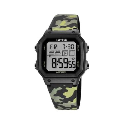 Calypso Montre Digitale Homme en Caoutchouc Vert Mouvement à Quartz, Étanche 5 ATM Date et Calendrier, Chronographe, Double Fuseau Horaire, Éclairage, Alarme - Publicité Calypso Montre Digitale Homme en Caoutchouc Vert Mouvement à Quartz, Étanche 5 ATM Date et Calendrier, Chronographe, Double Fuseau Horaire, Éclairage, Alarme - Publicité
