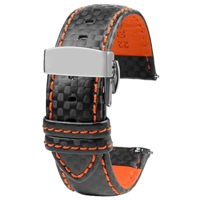 SinSed 18Mm 20Mm 21Mm 22Mm 23Mm 24Mm Hommes Femmes Couture Bracelet De Montre En Fiber De Carbone Bracelet En Cuir - Publicité SinSed 18Mm 20Mm 21Mm 22Mm 23Mm 24Mm Hommes Femmes Couture Bracelet De Montre En Fiber De Carbone Bracelet En Cuir - Publicité