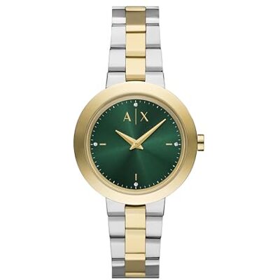 Armani Exchange Montre Femme Quartz Analogique Bracelet en Acier Inoxydable , Bicolore - Publicité Armani Exchange Montre Femme Quartz Analogique Bracelet en Acier Inoxydable , Bicolore - Publicité