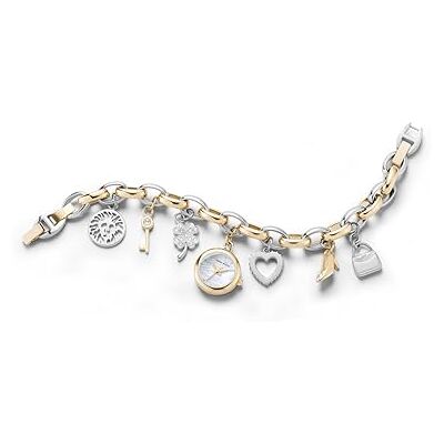 Anne Klein Montre Bracelet à Breloques en Cristal Haut de Gamme pour Femme, Bicolore, Robe - Publicité Anne Klein Montre Bracelet à Breloques en Cristal Haut de Gamme pour Femme, Bicolore, Robe - Publicité