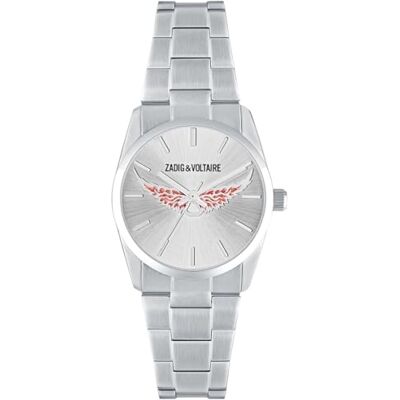 Zadig & Voltaire Montre Femme Zadig 33 Acier Argenté Cadran Argent Motif Ailes Bleues Bracelet Acier Déployant Confortable Quartz Précis Style Lumineux Moderne Accessoire Femme - Publicité Zadig & Voltaire Montre Femme Zadig 33 Acier Argenté Cadran Argent Motif Ailes Bleues Bracelet Acier Déployant Confortable Quartz Précis Style Lumineux Moderne Accessoire Femme - Publicité