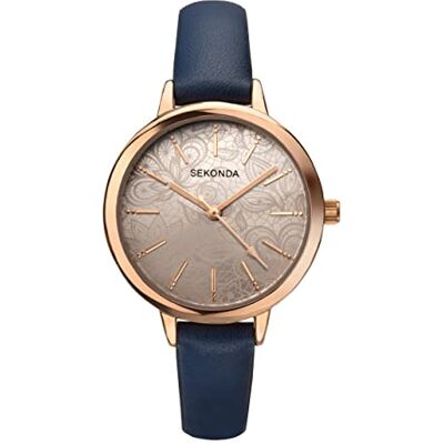 Sekonda Montre tendance, cadran gris soleil avec motif floral en dentelle dans différents styles de bracelet - Publicité Sekonda Montre tendance, cadran gris soleil avec motif floral en dentelle dans différents styles de bracelet - Publicité