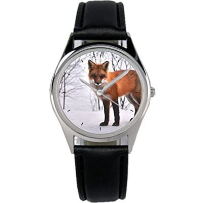 KIESENBERG Montre-Bracelet Renard Nature Idée Cadeau pour Les Amoureux de la Nature Fan Femmes Hommes Unisexe Analogique Quartz Bracelet en Cuir Montre 36 mm de diamètre - Publicité KIESENBERG Montre-Bracelet Renard Nature Idée Cadeau pour Les Amoureux de la Nature Fan Femmes Hommes Unisexe Analogique Quartz Bracelet en Cuir Montre 36 mm de diamètre - Publicité