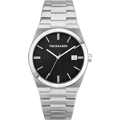 Trussardi Montre Homme, Heure, Date, Analogique, 40 mm, Collection T-Milano, rayée - Publicité Trussardi Montre Homme, Heure, Date, Analogique, 40 mm, Collection T-Milano, rayée - Publicité