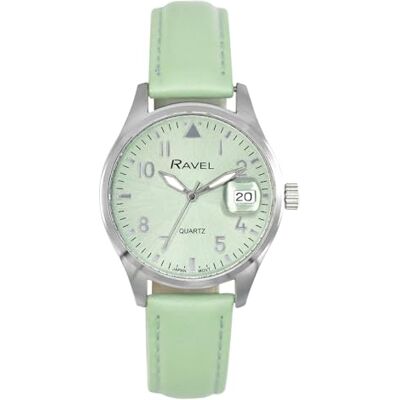 Ravel Plus Montre Femmes 34 mm Ronde à Calendrier 3ATM avec Lentille en Saphir et Cadran Soleil Quartz Analogique Japonais RPD-05-08 - Publicité Ravel Plus Montre Femmes 34 mm Ronde à Calendrier 3ATM avec Lentille en Saphir et Cadran Soleil Quartz Analogique Japonais RPD-05-08 - Publicité