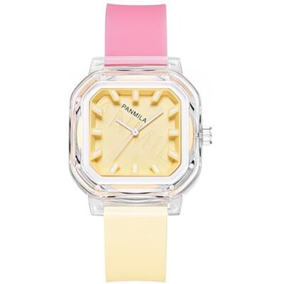 Alienwork Kids Montre Enfants Fille Transparent Bracelet en Silicone Pink Jaune Enfants Sport - Publicité Alienwork Kids Montre Enfants Fille Transparent Bracelet en Silicone Pink Jaune Enfants Sport - Publicité