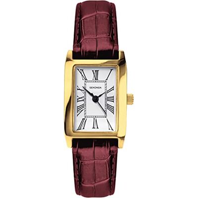 Sekonda Montre à quartz classique pour femme avec cadran blanc, affichage analogique et bracelet bordeaux , Sangle - Publicité Sekonda Montre à quartz classique pour femme avec cadran blanc, affichage analogique et bracelet bordeaux , Sangle - Publicité