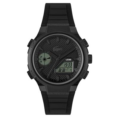 Lacoste Montre analogique-numérique avec chronographe pour Homme, Collection LC33, avec Bracelet en Silicone Noir 2011516 - Publicité Lacoste Montre analogique-numérique avec chronographe pour Homme, Collection LC33, avec Bracelet en Silicone Noir 2011516 - Publicité