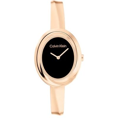 Calvin Klein Montre À Mouvement Quartz Deux Aiguilles pour Femme Collection Twisted Bezel avec Bracelet Rigide en Acier Inoxydable de Couleur Or Rose - Publicité Calvin Klein Montre À Mouvement Quartz Deux Aiguilles pour Femme Collection Twisted Bezel avec Bracelet Rigide en Acier Inoxydable de Couleur Or Rose - Publicité