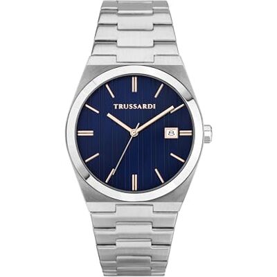 Trussardi Montre Homme, Heure, Date, Analogique, 40 mm, Collection T-Milano, rayée - Publicité Trussardi Montre Homme, Heure, Date, Analogique, 40 mm, Collection T-Milano, rayée - Publicité