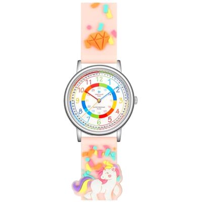 Alienwork Licorne Fille Montre Pédagogique Apprendre l'Heure Enfants Fille Argent Bracelet Pink Multicolore Enfants Résistant à l'eau 5 ATM Temps d'apprentissage - Publicité Alienwork Licorne Fille Montre Pédagogique Apprendre l'Heure Enfants Fille Argent Bracelet Pink Multicolore Enfants Résistant à l'eau 5 ATM Temps d'apprentissage - Publicité